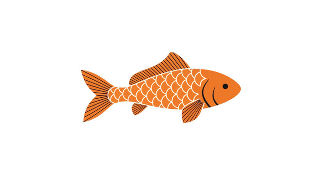 Orange Fish Illustration with White Scales.