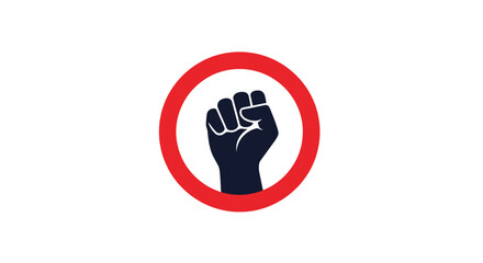 Obraz premium Black raised fist in red circle.