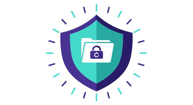 Secure Document Illustration with Shield and Lock Symbol