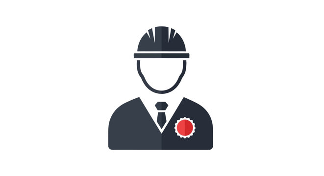 Businessman wearing a hard hat icon.