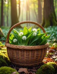 B&auml;rlauch in einem Weidenkorb