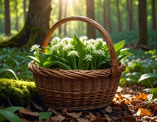 B&auml;rlauch in einem Weidenkorb