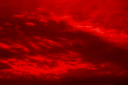 Bloody dramatic sky. Scary red clouds