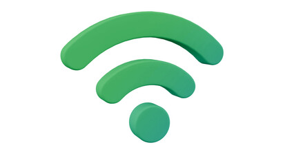 3D Green Gradient WiFi Signal Icon for Wireless Connectivity