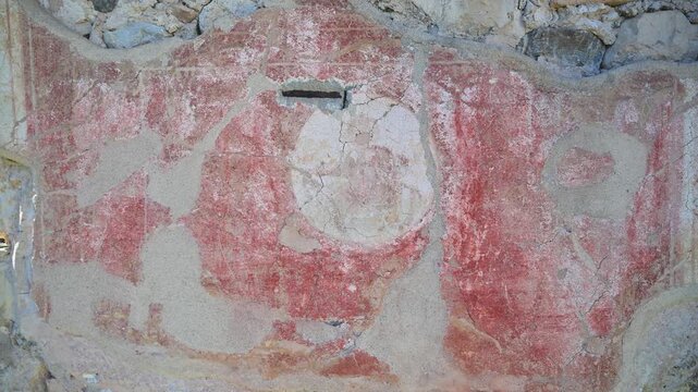 Ancient Roman Fresco in the Western Archaeological Zone of Kos, Greece