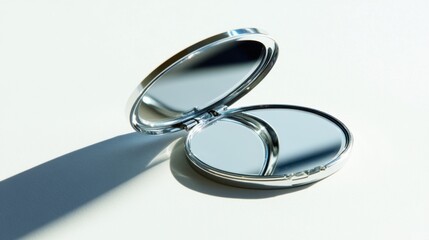 Fototapeta premium Open Silver Compact Mirror with Soft Light