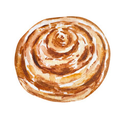 Watercolor cinnamon, hand drawn illustrations, isolated, bakery design, homemade baking.