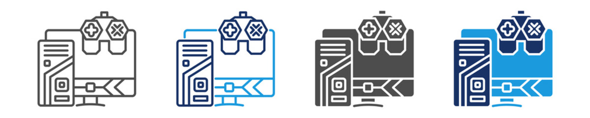 computer gaming icon set with multi concept