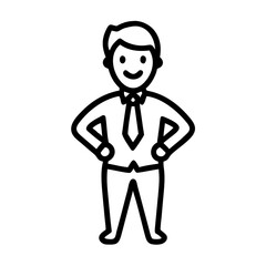 Obraz premium Confident businessman standing with hands on hips in modern outfit
