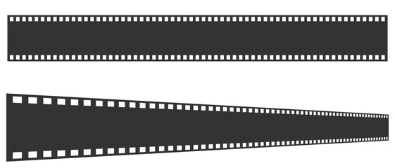 Obraz premium Film strip icon vector. Long vector Film strip. Old white and black film tapes of 35mm. Realistic film strip vector illustration. 