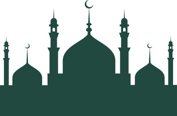 Fototapeta premium silhouette of a mosque with a tall minaret