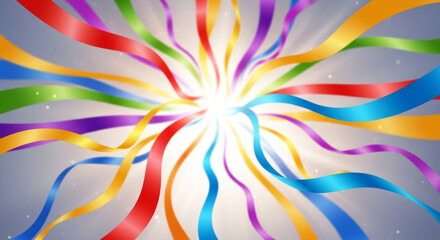 Obraz premium A colorful explosion of ribbons in different colors