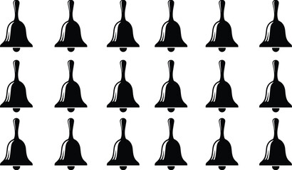 Obraz premium Hand bell silhouette icon collection featuring classic ringing bells black vector illustration set isolated on white background for notification and church design