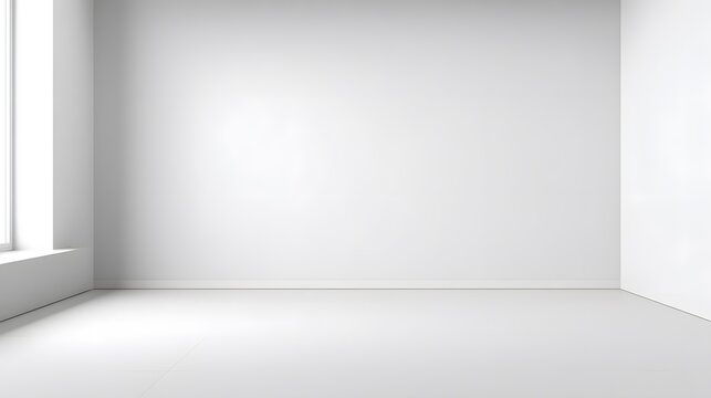 Minimalist Interior: A bright, empty room with a clean and simple design, illuminated by natural light entering through a window, offering a sense of openness and potential.