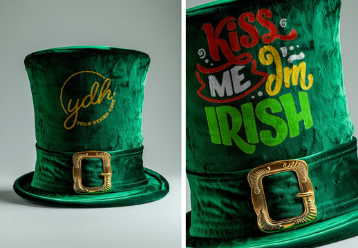 St. Patrick&rsquo;s Day Top Hat Mockup PSD &ndash; Leprechaun Hat Branding Presentation
