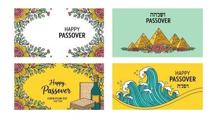 Happy Passover - Festive Collection of Religious Holiday Greetings and Symbols © adi