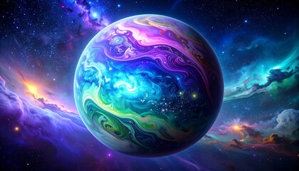 Fototapeta premium Vibrant Planet in Cosmic Space Scene.