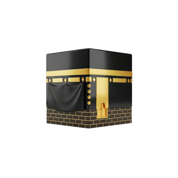 A black and gold cube shaped object on a white background