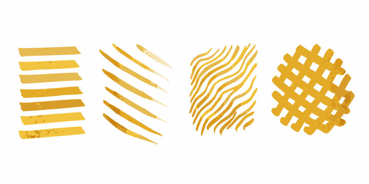Abstract golden brushstrokes forming varied linear patterns and textures