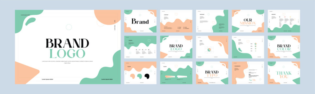 Boho style brand guideline template. Brand Identity for skincare beauty products business, Professional Brand strategy Guideline Book Layout, Creative brand guidelines layout