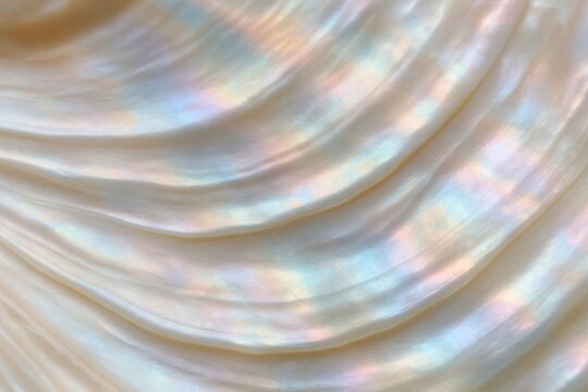 Shimmering nacre closeup with gentle gradients and silky wave pattern