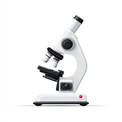 Fototapeta premium A crisp, isolated, white microscope, angled slightly, ready for scientific exploration