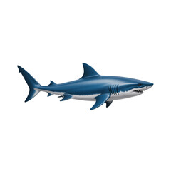 Obraz premium Blue shark with sharp teeth swimming against black background