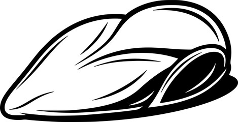 Stylized monochrome depiction of an uncooked boneless chicken breast, perfect for food industry graphics