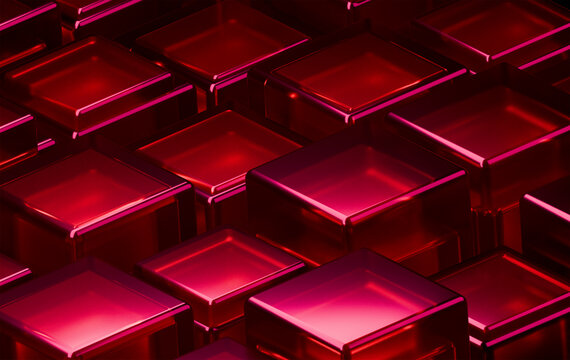 Abstract Dark Red Square Tiles Grid with Metallic Sheen for Sophisticated Tech and Business Presentation