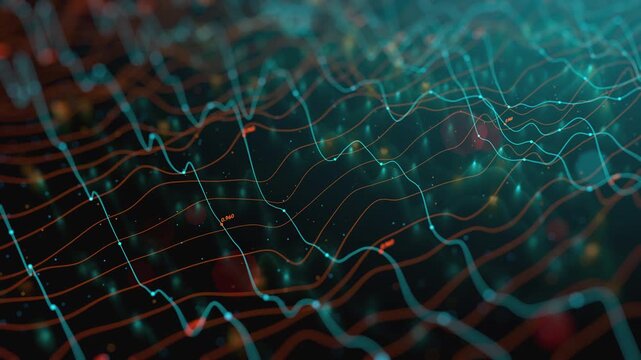 Professional data science loop visualization with moving charts and indicators for corporate and banking presentations