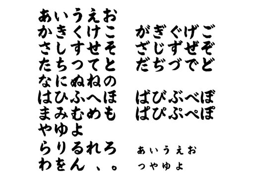 毛筆書体のひらがなの文字セット