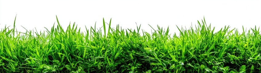 Fototapeta premium Lush green grass blades with white background