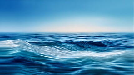 Oceanic Serenity: An ethereal depiction of the vast ocean, where rolling waves meet the horizon under a serene, cloudless sky. Captures the beauty and tranquility of the sea.