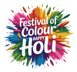 Obraz premium Holi Festival Celebration with Vibrant Colors and Paint Splatters in Bright Lighting for Cultural Events