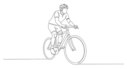 Fototapeta premium Continuous line drawing of a cyclist riding a bicycle