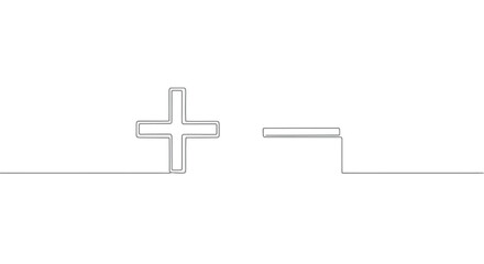 Obraz premium Continuous line art of plus and minus symbols