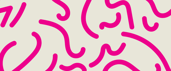 Fun Pink Doodle Pattern. A playful vector background featuring energetic pink squiggly lines and abstract hand-drawn strokes on a light cream base. Perfect for youth branding and creative projects.