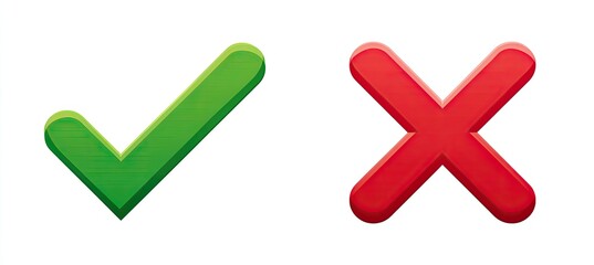 Green checkmark and red "X" symbols side by side on a white background