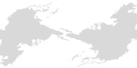 Obraz premium Minimalist Grey Pacific Centered World Map Silhouette on White Background. soft grey textures, subtle distressed brush strokes, and a grainy weathered paper