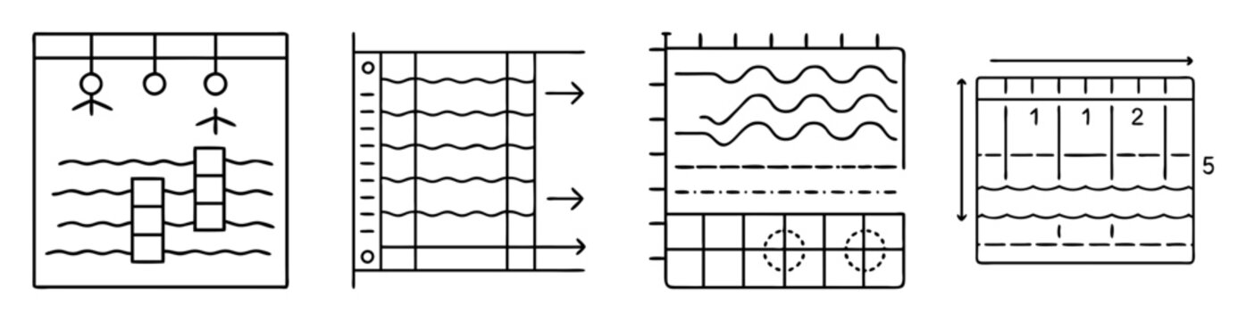 Illustrative diagram demonstrating water purification or filtration methods and processes