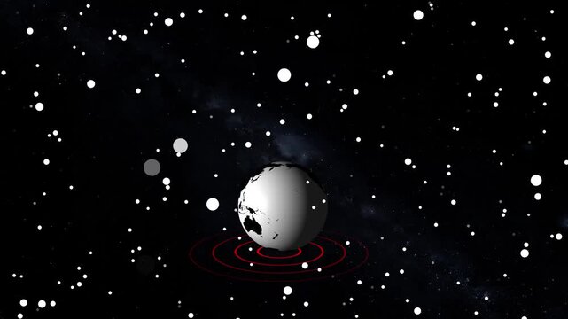 Earth icon and dark background with lighting 4k motion video animation ..