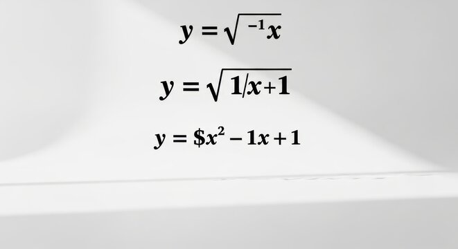 Mathematical equations displayed on a white surface with soft shadows