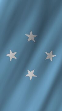 Vertical Micronesia Flag Waving, 4K High Quality Realistic Fabric