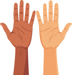 Raised Hands Vector Illustrating Participation and Support for Charity, Volunteer, and Social Campaigns