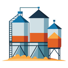 Industrial Agricultural Grain Silos for Farm Storage and Processing Facilities © Kanica