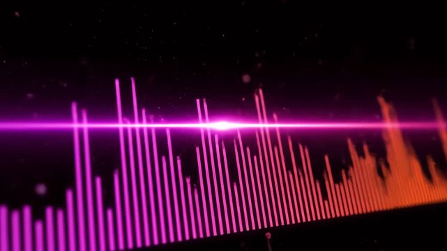 Digital Audio Equalizer Bars Pulsating and Reacting to Sound Waves on a Dark Background Display