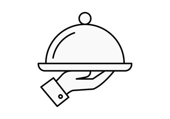 Fototapeta premium Icono lineal de una bandeja de servicio con campana