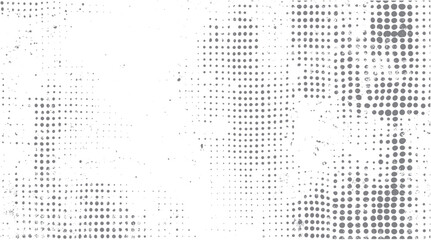 Gray halftone dots and grunge textures on a white background abstract black circle clean