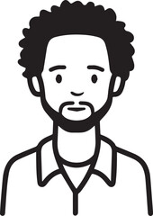 Obraz premium Hand Drawn Adult Man Black and White Avatar Illustration in Minimal Line Art Style Design