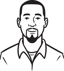 Obraz premium Hand Drawn Adult Man Black and White Avatar Illustration in Minimal Line Art Style Design